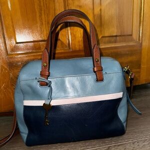 Fossil Rachel Satchel. Twilight Blue. Leather
